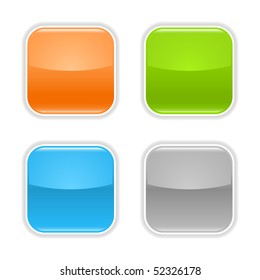 Colored glossy blank web button with shadow on white