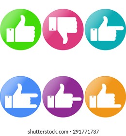 Colored glossy buttons with with finger gesture