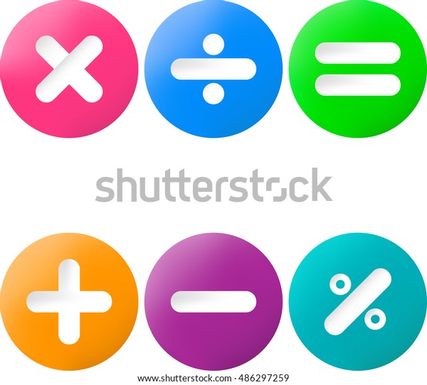 Colored Glossy Buttons Mathematical Sign Drop Stock Vector (royalty 