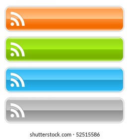 Colored glossy long web buttons bar with RSS sign on white