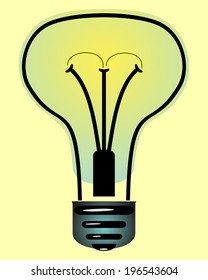 Colored glowing lamp on a yellow background