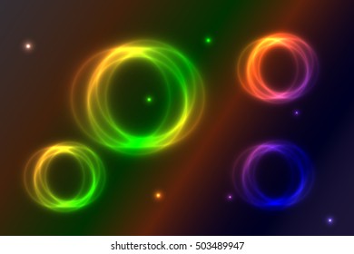 colored glowing rings, Abstract background  bright glowing rings,