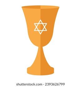 Colored golden hanukkah chalice icon Vector illustration