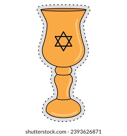 Colored golden hanukkah chalice icon Vector illustration