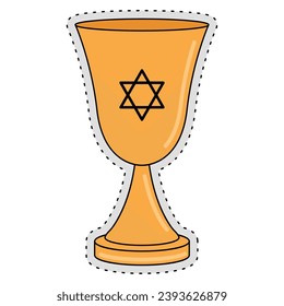 Colored golden hanukkah chalice icon Vector illustration