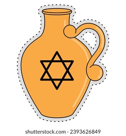 Colored golden hanukkah wine jar icon Vector illustration