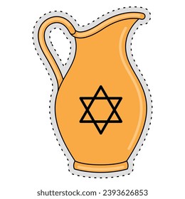Colored golden hanukkah wine jar icon Vector illustration