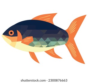 colored goldfish swimming in underwater decoration over white