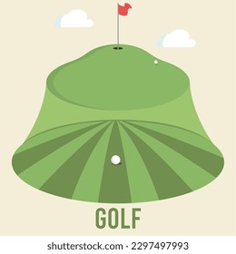 Colored golf field concept template Vector