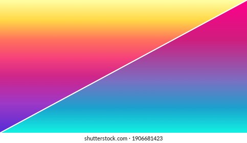 Colored gradient background dioganially divided into two parts. Modern banner for design. Vector illustration 