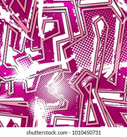 Colored graffiti seamless pattern with grunge effect