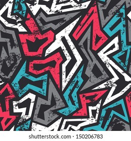 Colored Graffiti Seamless Pattern With Grunge Effect