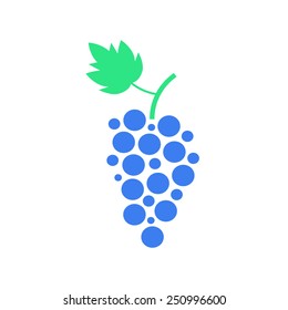 colored grapes icon isolated on white background. concept of winemaking, viticulture, wine house, autumn harvest and farming. flat style trendy modern logo design vector illustration