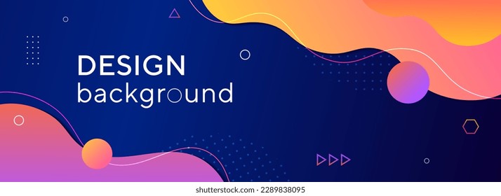 Colored graphic background. Colorful banner template with gradient color. Design with smooth and geometric shapes. Vector cool graphics for posters. EPS 10