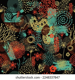 Colored graphic seamless pattern. Vector illustration