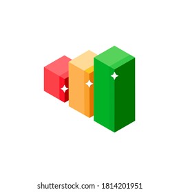 Icono de gráficos coloreados, barras de negocio en un fondo blanco aislado, gráfico de negocios. EPS10 vectores
