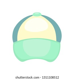 Colored - green with yellow - cap with visor. Vector illustration for design.