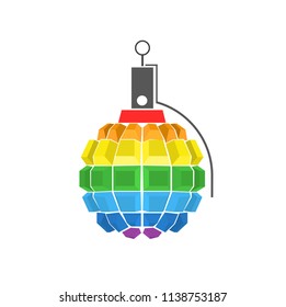 Colored grenade design, isolated illustration (vector)