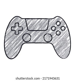 Colored grey controller draw and paint with a colored pencil for kid isolate vector on a white background.