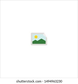Colored and grey image icon design. vector illustration, mountain, sun.