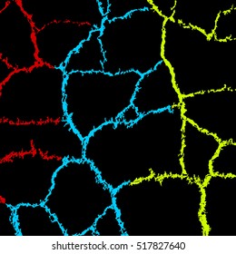 colored grid, mesh: red, blue, green. abstract cobweb. grunge texture. black background.