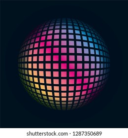Colored grids spherical 3D background pattern. Geometric vector illustration
