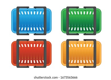 Colored grocery basket top view vector illustration