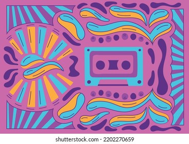 Colored Groovy Psychedelic Background. Eps 10 Vector Illustration