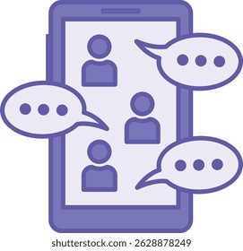Colored Group Chat Icon. Vector Illustration. People Chatting on a Mobile Phone App. Chatting, Message. Speaking Concept