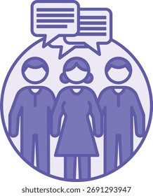 Colored Group Opinion Icon. Vector Illustration. A Group of People Communicating. Chat, Public Opinion. Feedback Concept
