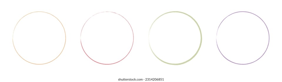 Colored grunge circle brush. Ink frame set vector illustration
