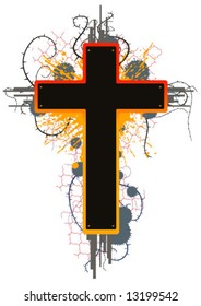 Colored grunge cross emblem design