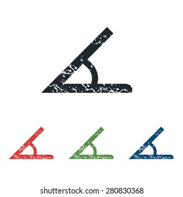 Colored grunge icon set with image of angle, isolated on white