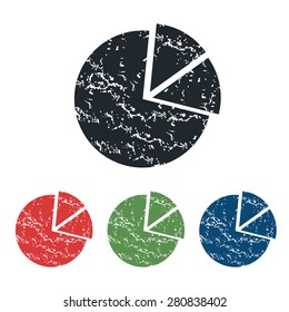 Colored grunge icon set with image of diagram, isolated on white