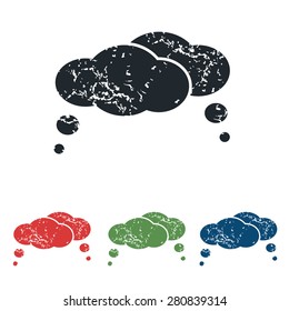 Colored grunge icon set with image of two thought bubbles, isolated on white
