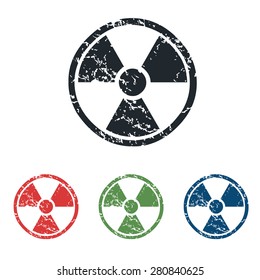 Colored grunge icon set with image of radio hazard, isolated on white