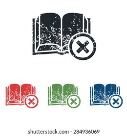 Colored grunge icon set with image of book and cross, isolated on white