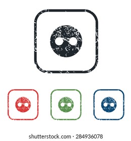 Colored grunge icon set with image of socket, isolated on white
