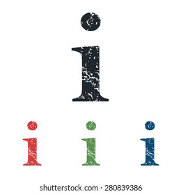 Colored grunge icon set with letter I, isolated on white