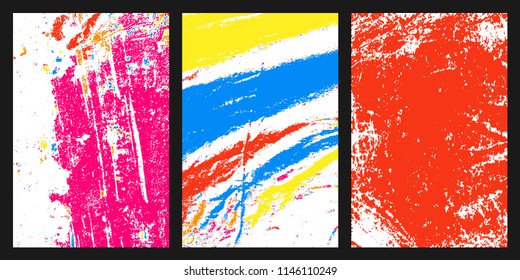 Colored grunge texture. Set of different colors abstract background for your design. Colorful wallpaper elements. Vector illustration,eps 10.