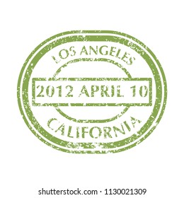 Colored grungy Postal Stamp from California. Isolated vector illustration.