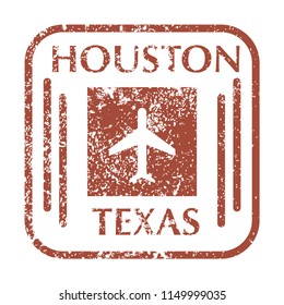 Colored grungy Postal Stamp from texas city houston. Isolated vector illustration.