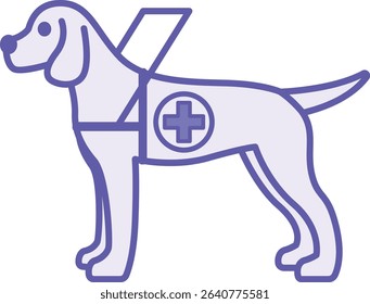 Colored Guide Dog Icon. Vector Illustration. A Specially Trained Animal That Helps Blind People Move. Disability Concept