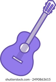 Colored Guitar Icon. Musical Instrument Vector Icon. Camping and Vacation Concept
