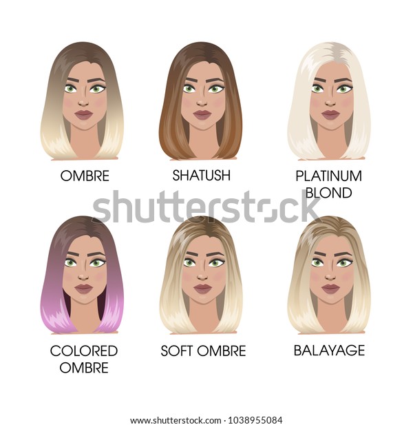 Colored Hair Set Ombre Shatush Platinum Stock Vector Royalty Free