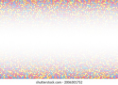Textura De Medio Tono De Color En Fondo Blanco. Explosión De Confetti. El Moderno Colorido Fondo Futurista Dotado. Espacio Para Texto. Estilo Pop Art. Ilustración De Vectores, Eps 10.