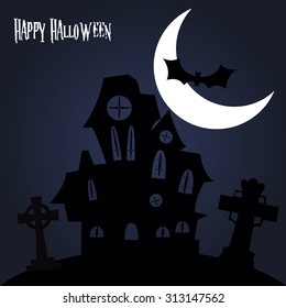 Colored halloween background with text and a graveyard