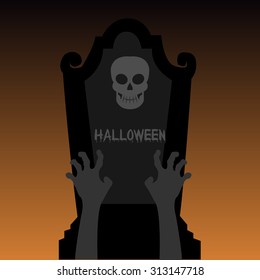Colored halloween background with text and a graveyard