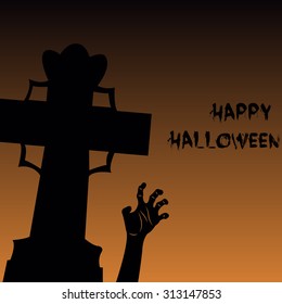 Colored halloween background with text and a graveyard