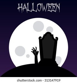 Colored halloween background with text and a graveyard